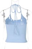 Halter-Neck Ribbed Tank Top