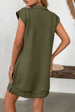Zip-Neck Casual Dress with Cap Sleeves
