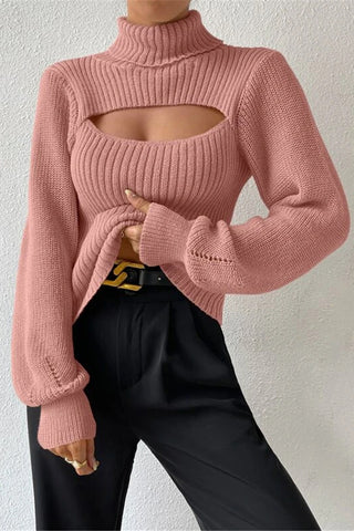 Cut-Out Ribbed Knit Top