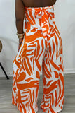 Strapless Wide-Leg Printed Jumpsuit