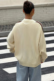 Striped Sleeve Toggle Front Knit Cardigan