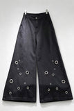 Metal Eyelet Wide-Leg Baggy Jeans