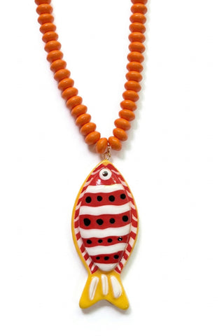 Fish Pendant Beaded Necklace