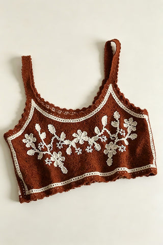 Floral Applique Crochet Cami Top