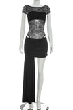 Asymmetrical Skirt Set with Lace Detail