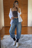 High-Waist Balloon Leg Denim Jeans