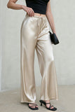 Satin Drawstring Wide-Leg Casual Pants