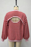 Striped Open Back Long Sleeve Sweater