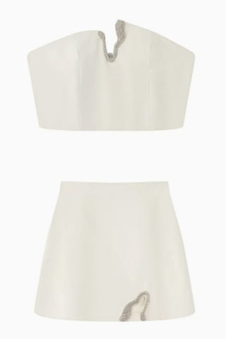 Snake Detail Strapless Skirt Set