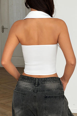 Mesh Corset Halter Neck Tank Top