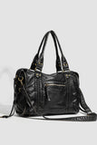 Studded Handle Zip Pocket Tote Bag