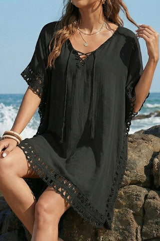 V-Neck Lace-Trim Blouse