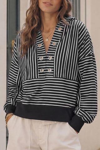 Striped Hooded Crop Sweatshirt
