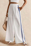 Side-Striped Wide-Leg Casual Pants