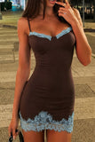 Lace Trim Sweetheart Ruched Bodycon Dress