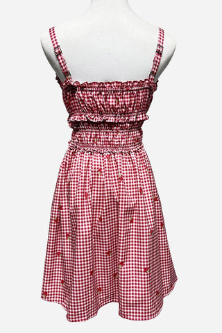 Smocked Gingham Casual Dress