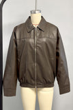 Zip-Up Collared Faux Leather Jacket