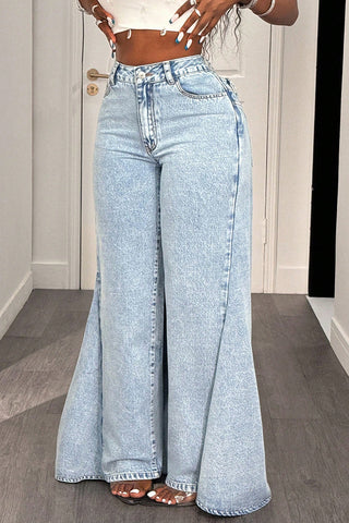 Wide-Leg Denim Pants