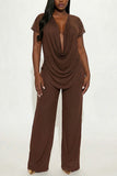 Draped V-Neck Pants Set