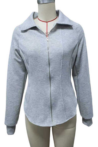 Zip-Front Collared Fitted Jacket