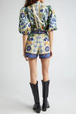 Floral Belted Puff-Sleeve Romper
