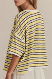 Striped Contrast Hem Crew Neck T-Shirt