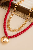 Beaded Toggle Bar Heart Charm Necklace