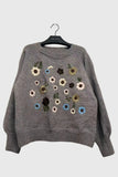 Floral Applique Crew Neck Sweater