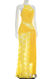 Lace Halter Cutout Maxi Dress