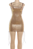 Lace-Up Side Bodycon Mini Dress