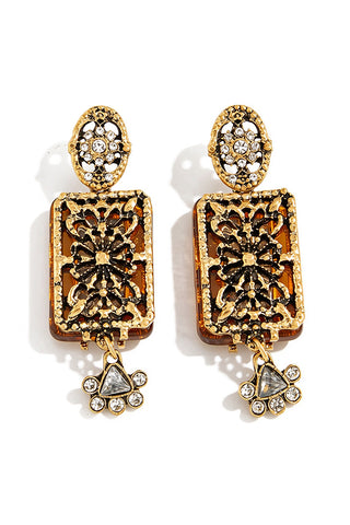 Vintage Celestial Sun Moon Drop Earrings