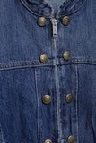 Zip-Front Cropped Denim Jacket