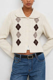 Argyle Bow Knit Collar Cardigan