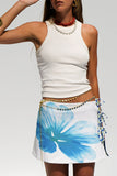 Floral Print Side Tie Mini Skirt