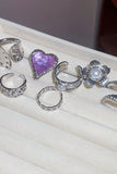 Mixed Metal Floral and Heart Ring Set