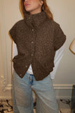 High-Collar Snap Button Fuzzy Vest