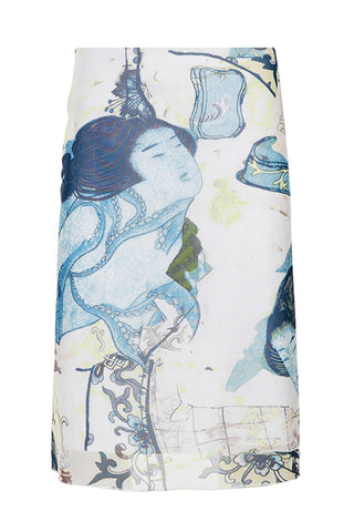 Artistic Print Midi Skirt