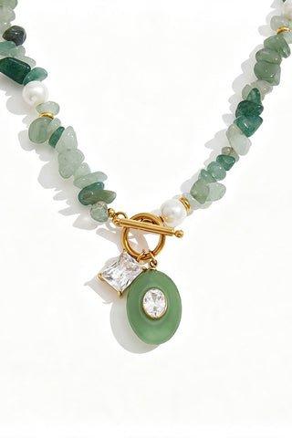 Chip Stone Toggle Charm Necklace