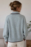 Scallop Trim Mock Neck Button Cardigan