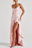 Ruffle High-Low Spaghetti Strap Casual Dress