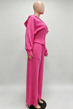 Hooded Lace-Up Back Long Sleeve Pants Set