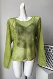 Long-Sleeve Crochet Knit Top
