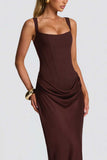 Square Neck Ruched Bodycon Casual Dress