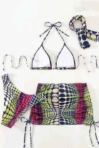 Triangle Bikini Set with Cover-Up Skirt