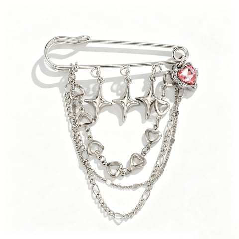 Star Charm Safety Pin Brooch