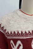 Bow Motif Fair Isle Crew Neck Sweater