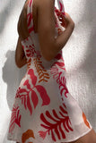 Tie-Strap Floral Bodycon Mini Dress