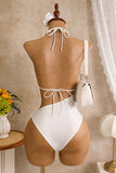 Lace Overlay One-Shoulder Swimsuit