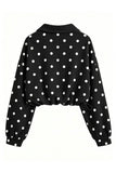 Polka Dot Half-Zip Crop Sweatshirt