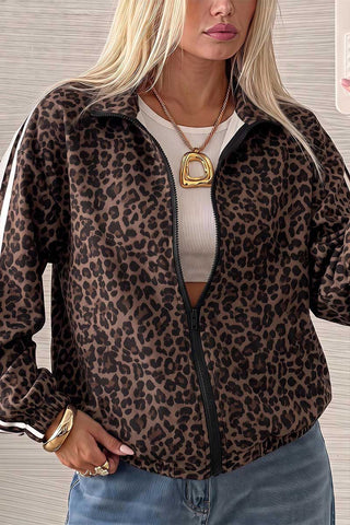 Cow Print Zip-Up Track Jacket